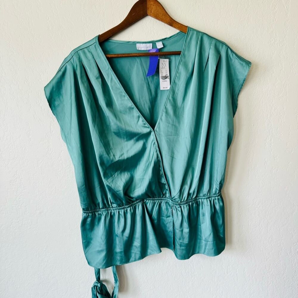 NWT | New York & Company | metallic green blouse